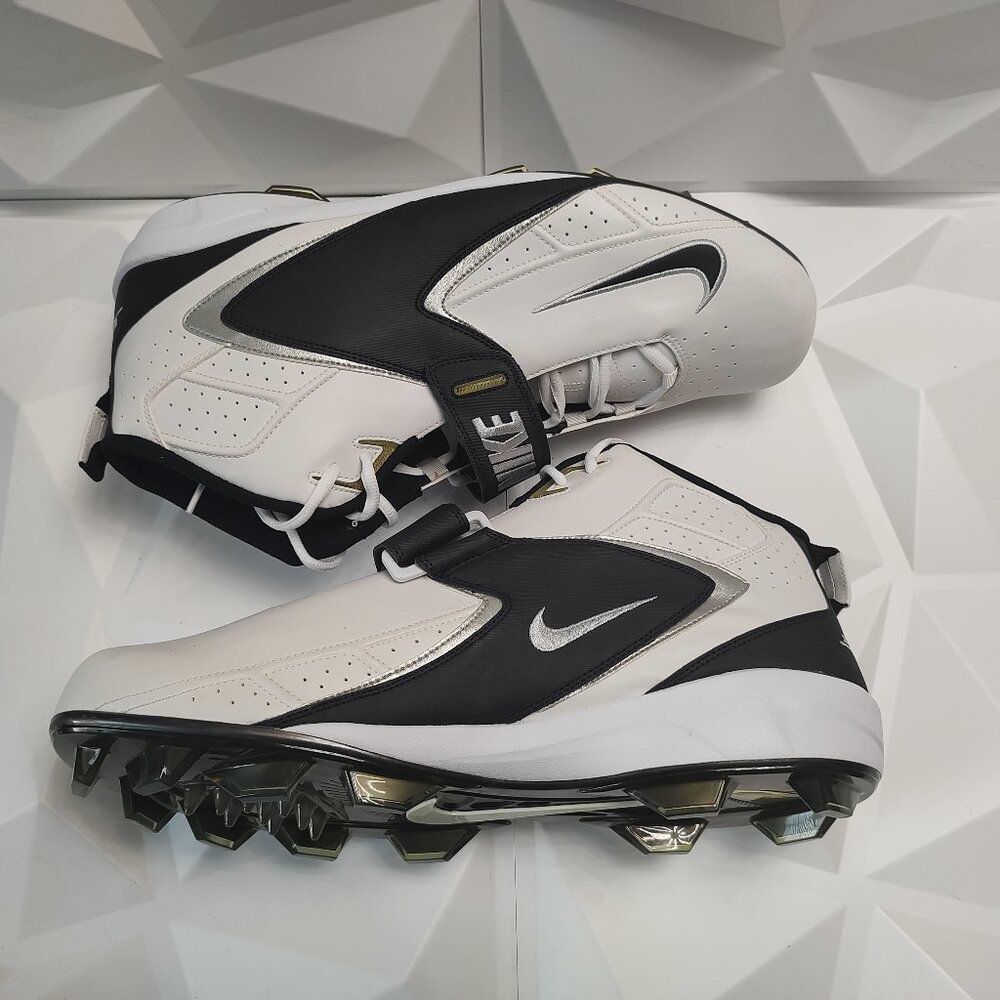 Nike Men's Football Cleats 18 White Black Shoe Lacrosse Air Zoom Boss Shark - Picture 3 of 13